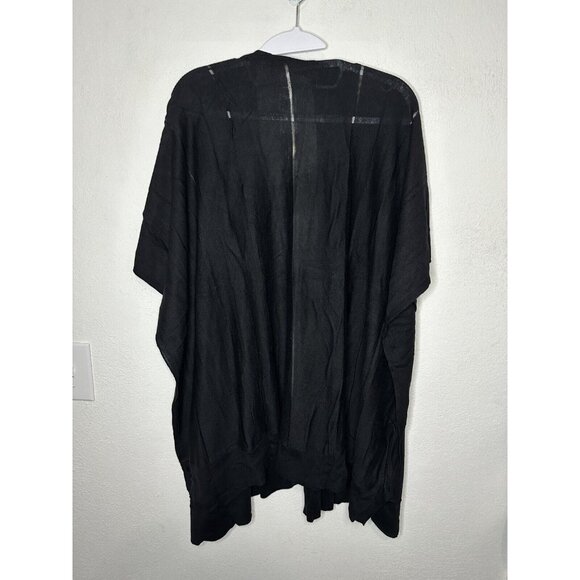 Chico’s Shadow Stripe Ruana Covering Shawl Kimono In Black One Size - Picture 9 of 10